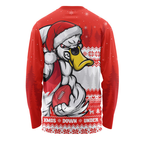 Sydney Swans Long Sleeve T-shirt Merry Christmas Down Under Footy Power Style Sydney Swans Long Sleeve T-shirt Merry Christmas Down Under Footy Power Style