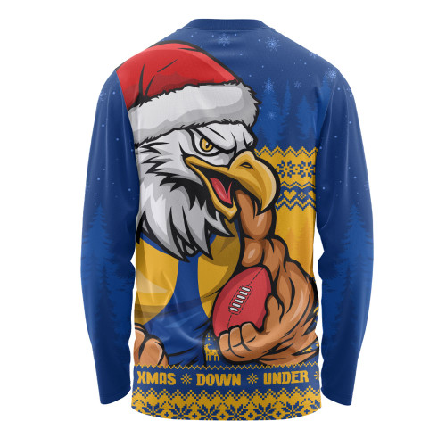 West Coast Eagles Long Sleeve T-shirt Merry Christmas Down Under Footy Power Style