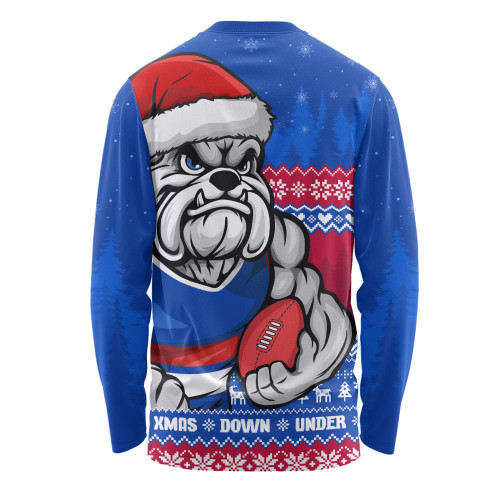 Western Bulldogs Long Sleeve T-shirt Merry Christmas Down Under Footy Power Style