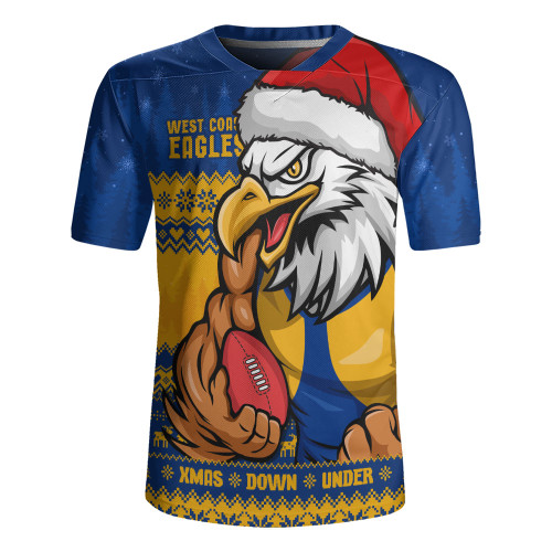 West Coast Eagles Rugby Jersey Merry Christmas Down Under Footy Power Style West Coast Eagles Rugby Jersey Merry Christmas Down Under Footy Power Style