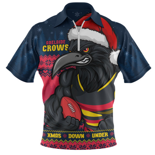 Adelaide Crows Zip Polo Shirt Merry Christmas Down Under Footy Power Style