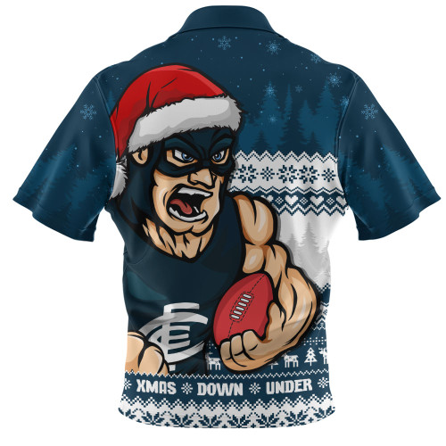 Carlton Zip Polo Shirt Merry Christmas Down Under Footy Power Style