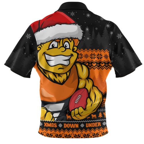 GWS GIANTS Zip Polo Shirt Merry Christmas Down Under Footy Power Style
