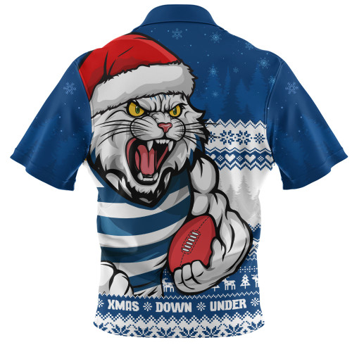 Geelong Cats Zip Polo Shirt Merry Christmas Down Under Footy Power Style