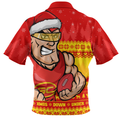 Gold Coast SUNS Zip Polo Shirt Merry Christmas Down Under Footy Power Style Gold Coast SUNS Zip Polo Shirt Merry Christmas Down Under Footy Power Style