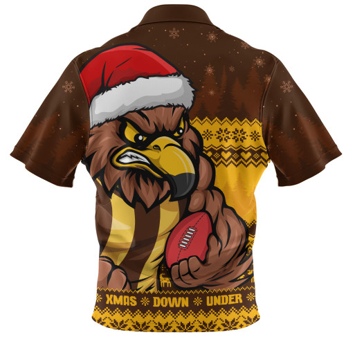 Hawthorn Zip Polo Shirt Merry Christmas Down Under Footy Power Style