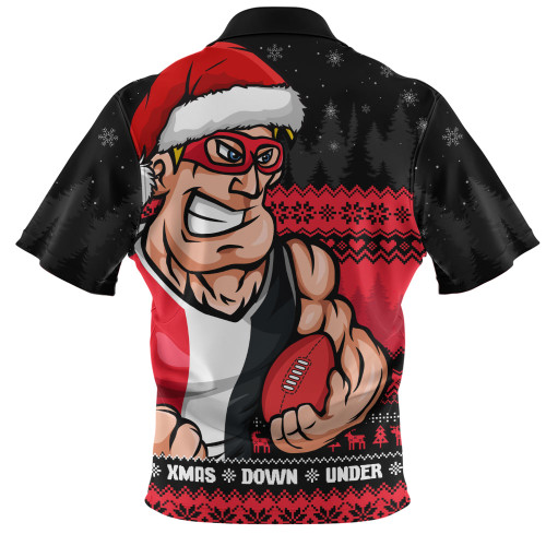 St Kilda Zip Polo Shirt Merry Christmas Down Under Footy Power Style