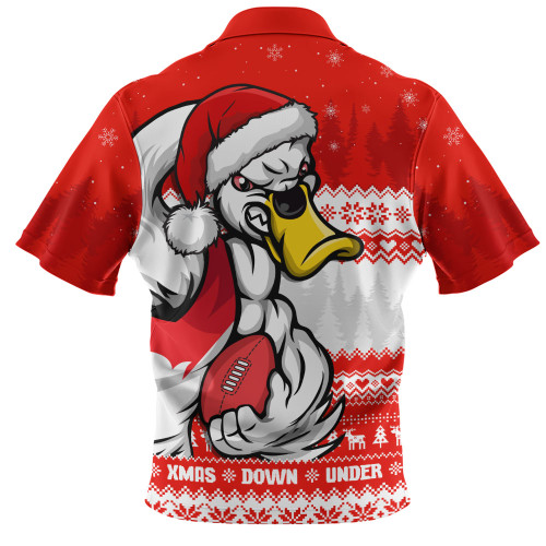 Sydney Swans Zip Polo Shirt Merry Christmas Down Under Footy Power Style