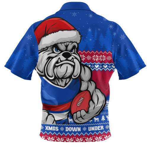 Western Bulldogs Zip Polo Shirt Merry Christmas Down Under Footy Power Style
