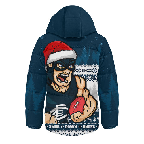 Carlton Hooded Padded Jacket Merry Christmas Down Under Footy Power Style