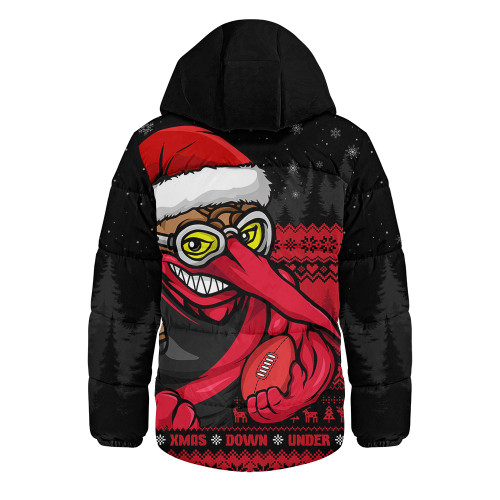Essendon Hooded Padded Jacket Merry Christmas Down Under Footy Power Style