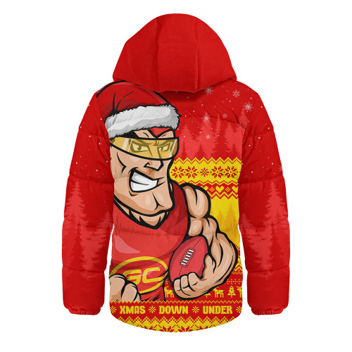 Gold Coast SUNS Hooded Padded Jacket Merry Christmas Down Under Footy Power Style