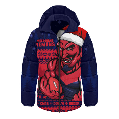 Melbourne Hooded Padded Jacket Merry Christmas Down Under Footy Power Style
