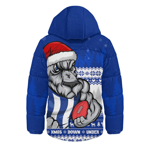 North Melbourne Hooded Padded Jacket Merry Christmas Down Under Footy Power Style