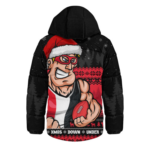St Kilda Hooded Padded Jacket Merry Christmas Down Under Footy Power Style