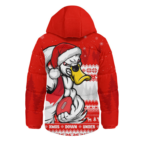 Sydney Swans Hooded Padded Jacket Merry Christmas Down Under Footy Power Style