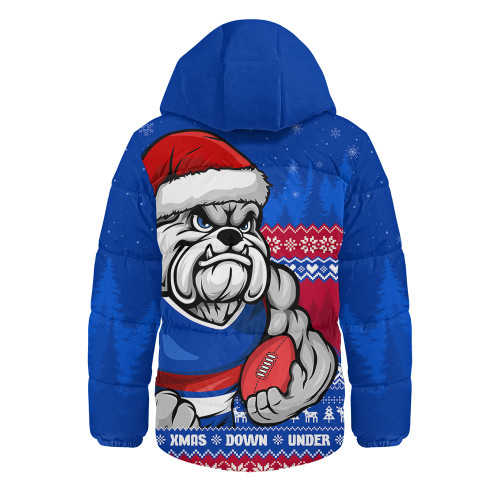 Western Bulldogs Hooded Padded Jacket Merry Christmas Down Under Footy Power Style