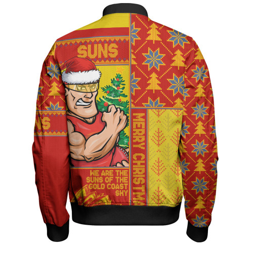 Gold Coast SUNS Bomber Jacket Merry Christmas Knit Style Festive Spirit Gold Coast SUNS Bomber Jacket Merry Christmas Knit Style Festive Spirit