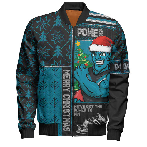 Port Adelaide Bomber Jacket Merry Christmas Knit Style Festive Spirit