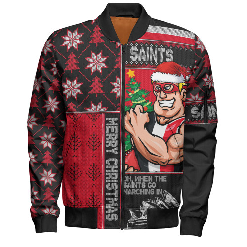 St Kilda Bomber Jacket Merry Christmas Knit Style Festive Spirit