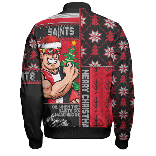St Kilda Bomber Jacket Merry Christmas Knit Style Festive Spirit St Kilda Bomber Jacket Merry Christmas Knit Style Festive Spirit