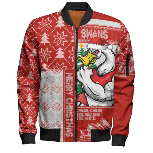Sydney Swans Bomber Jacket Merry Christmas Knit Style Festive Spirit