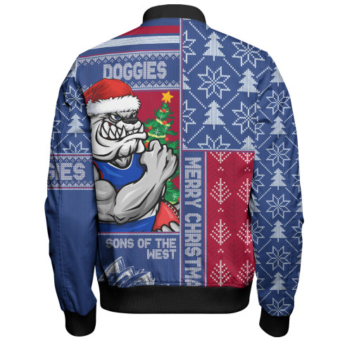 Western Bulldogs Bomber Jacket Merry Christmas Knit Style Festive Spirit