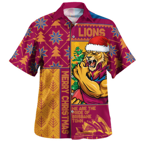 Brisbane Lions Hawaiian Shirt Merry Christmas Knit Style Festive Spirit