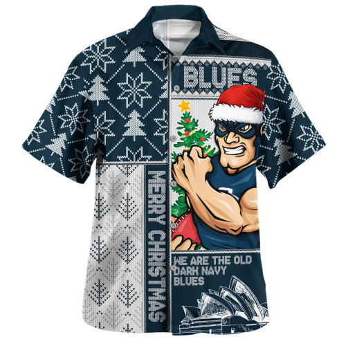 Carlton Hawaiian Shirt Merry Christmas Knit Style Festive Spirit