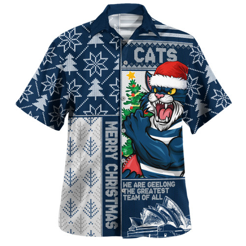 Geelong Cats Hawaiian Shirt Merry Christmas Knit Style Festive Spirit