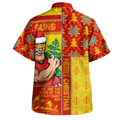 Gold Coast SUNS Hawaiian Shirt Merry Christmas Knit Style Festive Spirit Gold Coast SUNS Hawaiian Shirt Merry Christmas Knit Style Festive Spirit