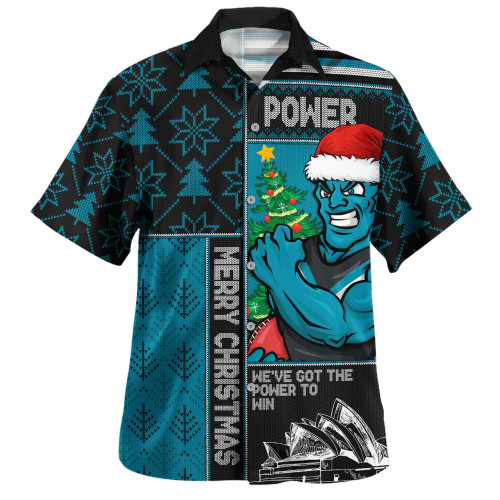 Port Adelaide Hawaiian Shirt Merry Christmas Knit Style Festive Spirit