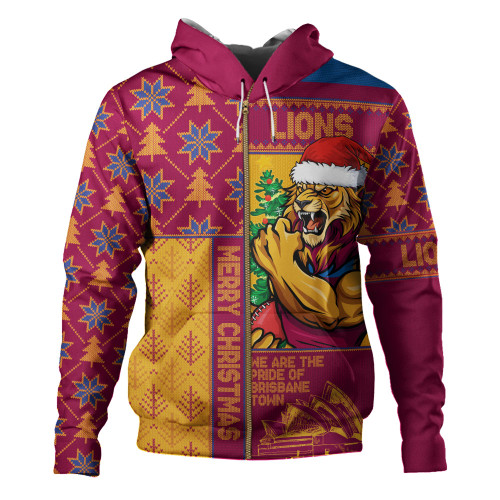 Brisbane Lions Hoodie Merry Christmas Knit Style Festive Spirit