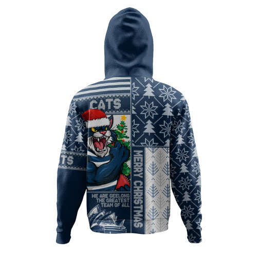 Geelong Cats Hoodie Merry Christmas Knit Style Festive Spirit