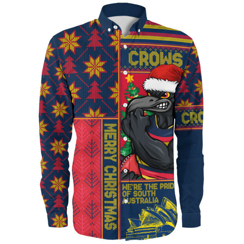 Adelaide Crows Long Sleeve Shirt Merry Christmas Knit Style Festive Spirit