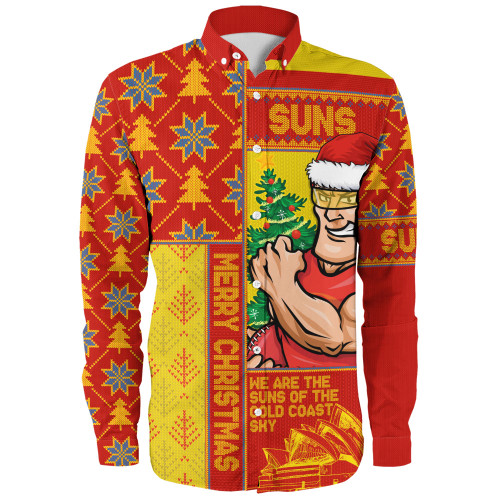 Gold Coast SUNS Long Sleeve Shirt Merry Christmas Knit Style Festive Spirit
