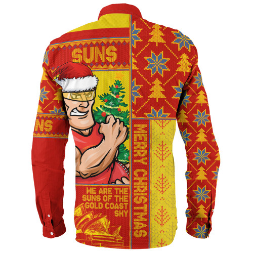 Gold Coast SUNS Long Sleeve Shirt Merry Christmas Knit Style Festive Spirit Gold Coast SUNS Long Sleeve Shirt Merry Christmas Knit Style Festive Spirit