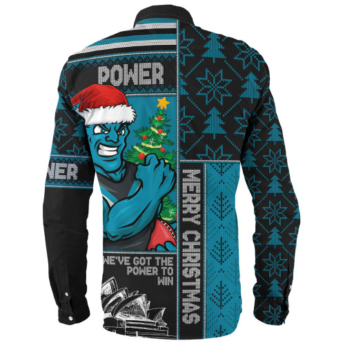Port Adelaide Long Sleeve Shirt Merry Christmas Knit Style Festive Spirit