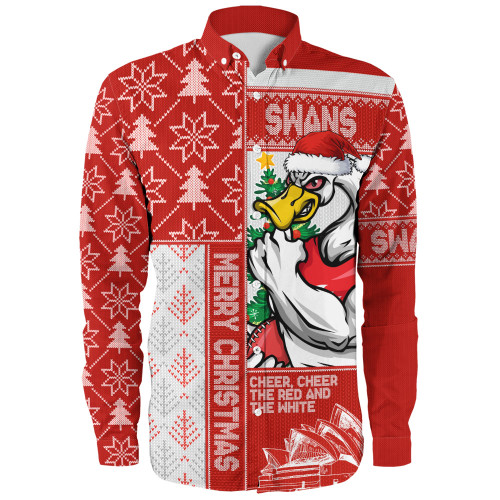 Sydney Swans Long Sleeve Shirt Merry Christmas Knit Style Festive Spirit