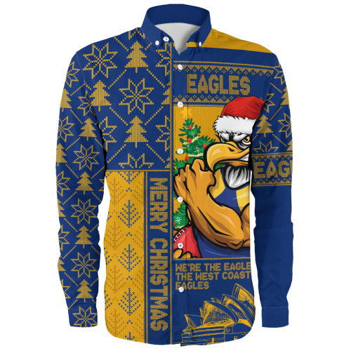 West Coast Eagles Long Sleeve Shirt Merry Christmas Knit Style Festive Spirit
