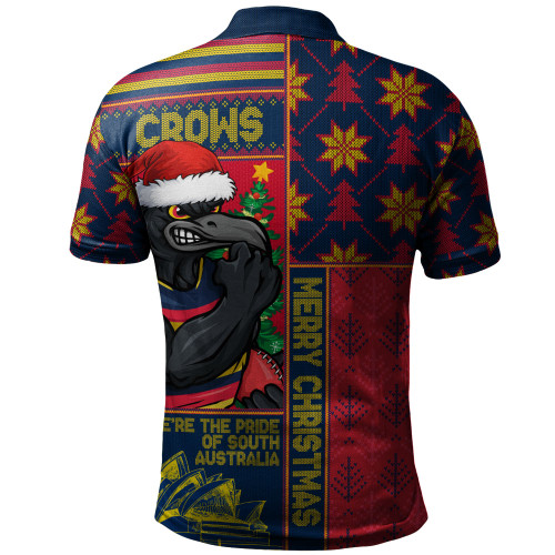 Adelaide Crows Polo Shirt Merry Christmas Knit Style Festive Spirit