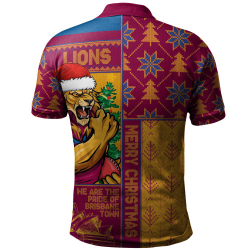 Brisbane Lions Polo Shirt Merry Christmas Knit Style Festive Spirit
