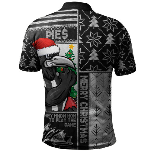 Collingwood Polo Shirt Merry Christmas Knit Style Festive Spirit Collingwood Polo Shirt Merry Christmas Knit Style Festive Spirit