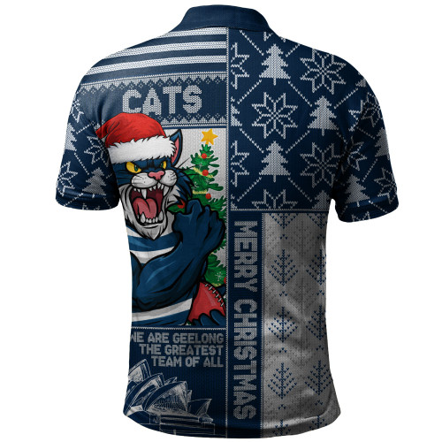 Geelong Cats Polo Shirt Merry Christmas Knit Style Festive Spirit