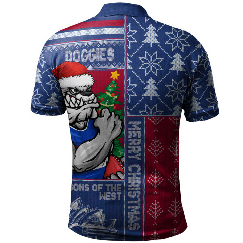 Western Bulldogs Polo Shirt Merry Christmas Knit Style Festive Spirit