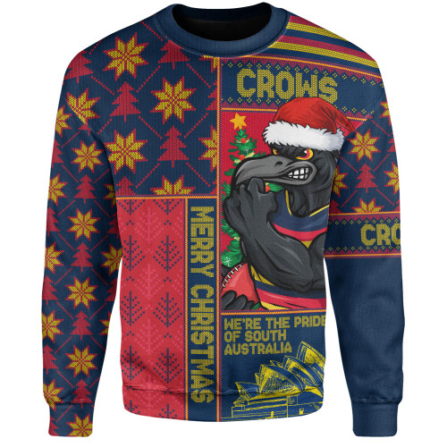 Adelaide Crows Sweatshirt Merry Christmas Knit Style Festive Spirit