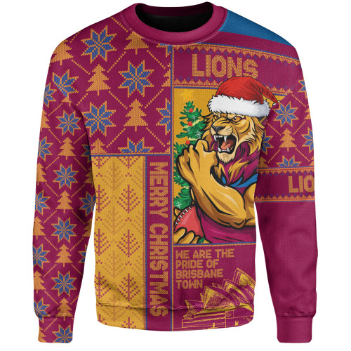 Brisbane Lions Sweatshirt Merry Christmas Knit Style Festive Spirit