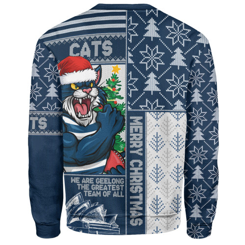Geelong Cats Sweatshirt Merry Christmas Knit Style Festive Spirit Geelong Cats Sweatshirt Merry Christmas Knit Style Festive Spirit