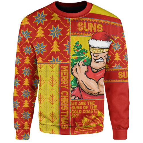 Gold Coast SUNS Sweatshirt Merry Christmas Knit Style Festive Spirit