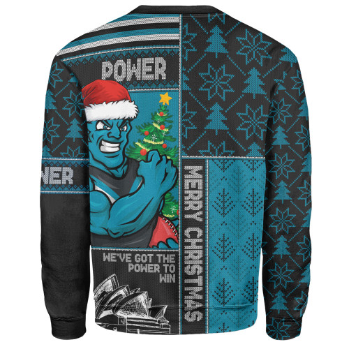 Port Adelaide Sweatshirt Merry Christmas Knit Style Festive Spirit Port Adelaide Sweatshirt Merry Christmas Knit Style Festive Spirit